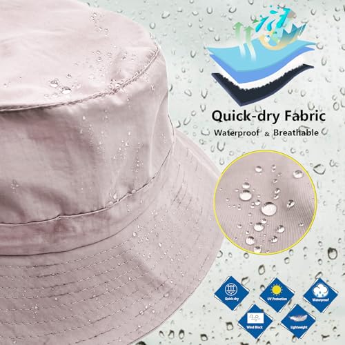 Image of woogwin Waterproof Bucket Rain Hat with Chin Strap Quick Dry Packable Boonie Sun Hat Safari Hat UV Protection