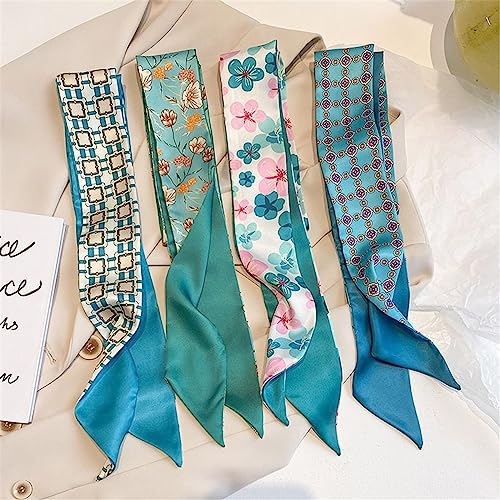 QTMY 4 Pack Purse Scarf for Bags Silk Head Scarf for Hair Handbag Women Scarfs Band Hair Neck Scarves Fashion Gifts,083