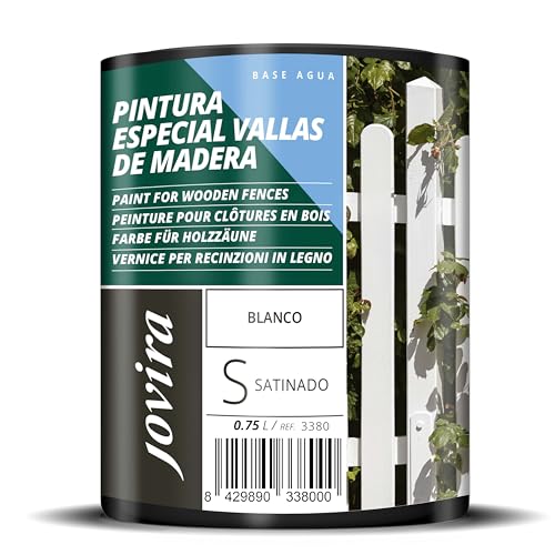 JOVIRA PINTURAS Pintura Vallas de Madera, Esmalte para Madera exterior para Vallas, Casa de madera, Garajes, etc. (750 Mililitros, Blanco) B 5