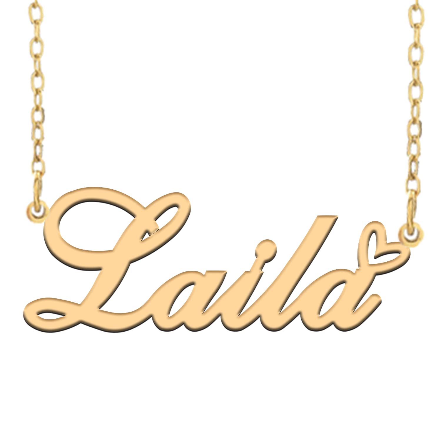 RONKAHSHOWCustom Pendant Name Necklace Customized Personalized 18K Gold with Heart Necklace Best Gift for Women New Year Birthday Mother’s day Christmas wedding Party Gold