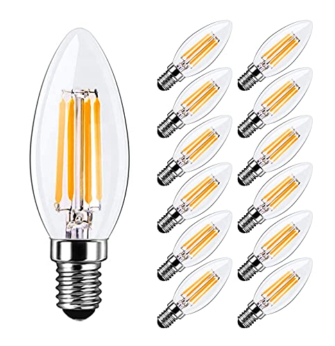 MAYCOLOR E14 Small Edison Screw Candle Bulb 4W Equivalent to 40W, Warm White 2700K, 400Lumen, Chandelier Light Bulbs