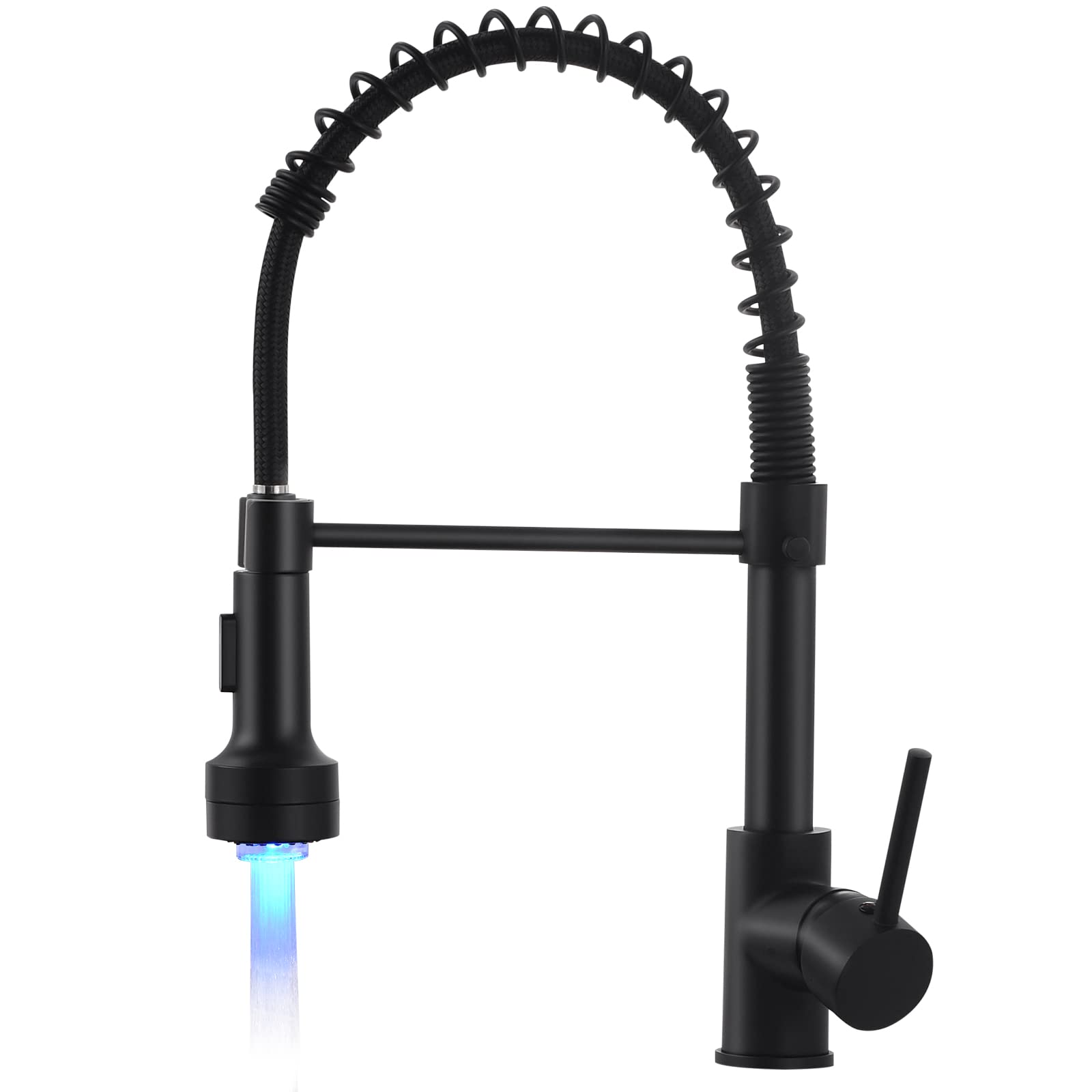 AIMADI Küchenarmatur Ausziehbar LED Wasserhahn Küche, 2 Wege Spüle (Strahl & Spray), 360° Drehbar, Einhebelmischer für Spülbecken, Schwarz Matt