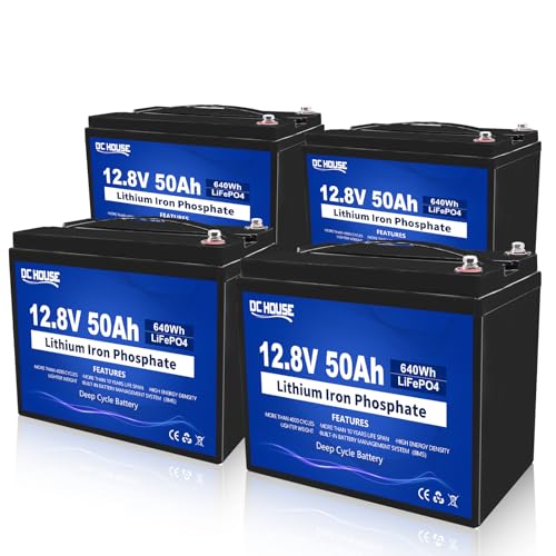 DC HOUSE 12V 50Ah LiFePO4 Battery 4-Pack, BCI Group 22NF