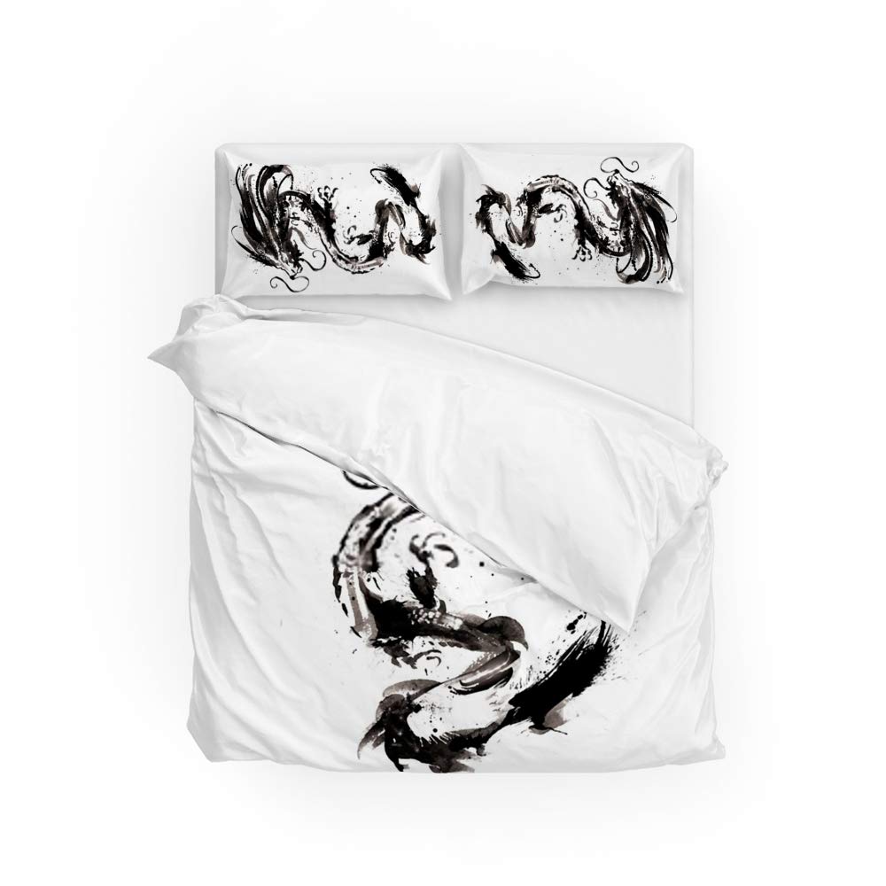 Parure de lit dragon chinois avec housse de couette microfibre douce