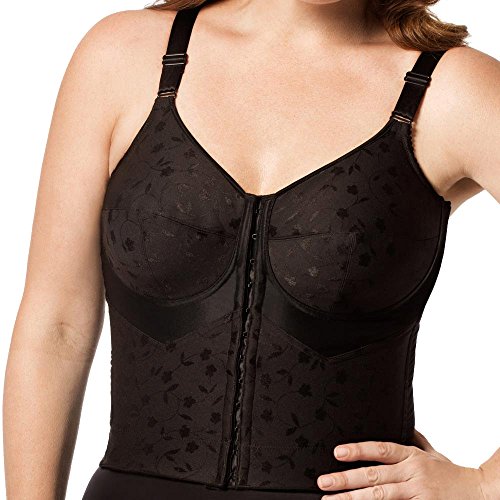 Elila Women's Jacquard Wireless Soft-Cup Front Hook Longline Bra 5415, Black, 52C #TOP1