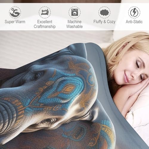 Couverture Éléphant Flannel 150x200cm pour Lit et Canapé