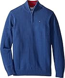 Tommy Hilfiger Boys' Little Edward Half Zip with Rib Stitch Sweater, Estonia Blue, 5