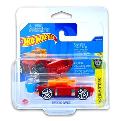 Hot Wheels Bricking Speed LEGO COMPATIBLE CAR (Red/Orange/Blue) 9/10 Experimotors 2022-165/250 (Short Card) *** available in A KLAS CAR KEEPER PROTECTIVE COLLECTORS CASE *** HCT37