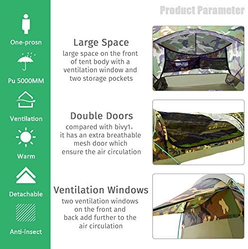 GEERTOP Ultralight 1-Person Waterproof Bivy Tent, Camouflage