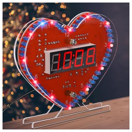 MIOYOOW Heart Shaped 4-Digit DIY Clock Kits with Rotating LED Lights, SMT/SMD Soldering Practice Kit, DIY LED Heart Alarm Clock Soldering Projects for School Learning Electronics