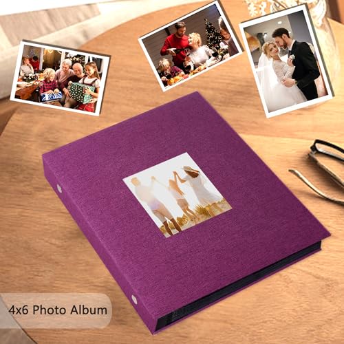 Miaikoe Photo Album 6x4 400 Pockets Slip in Large Capacity Album for Family Wedding Anniversary Linen Album Book Holds 400 Vertical 10x15cm Photos(400 Pockets - Image 3