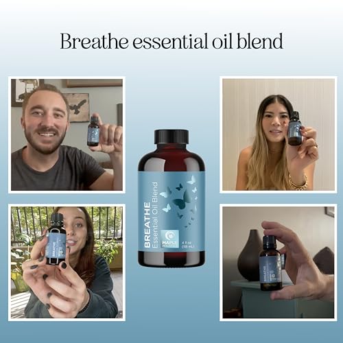 Image of Breathe Essential Oil for Diffuser - Invigorating and Refreshing Breathe Essential Oil Blend with Eucalyptus Peppermint Tea Tree and Mint for Diffusers for Home and Shower Aromatherapy (4 Fl Oz)