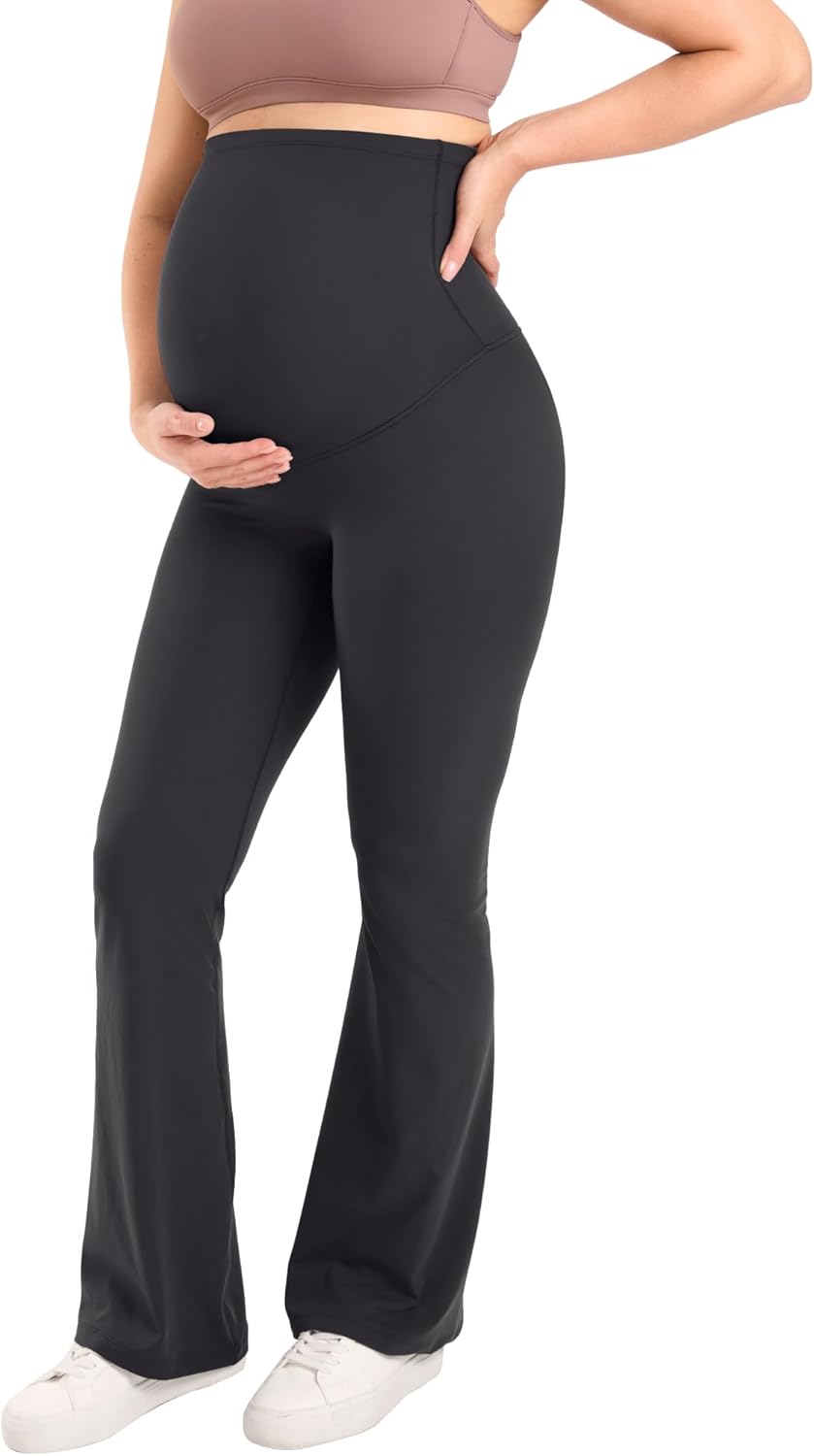MOMANDA Maternity Flare Leggings Over The Belly 31.5" Pregnancy Yoga Pants for Workout Activewear