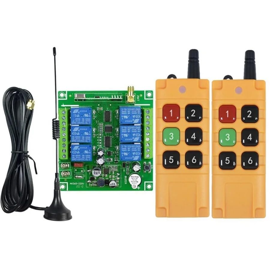 Larga distancia universal 20 ~ 200 m CC 12 v 24 v 36 v 48 v 10 a 6 ch 30 a Relé RF inalámbrico mando a distancia 433/315 MHz industrial/agrícola 1,5 m antena (2RF)
