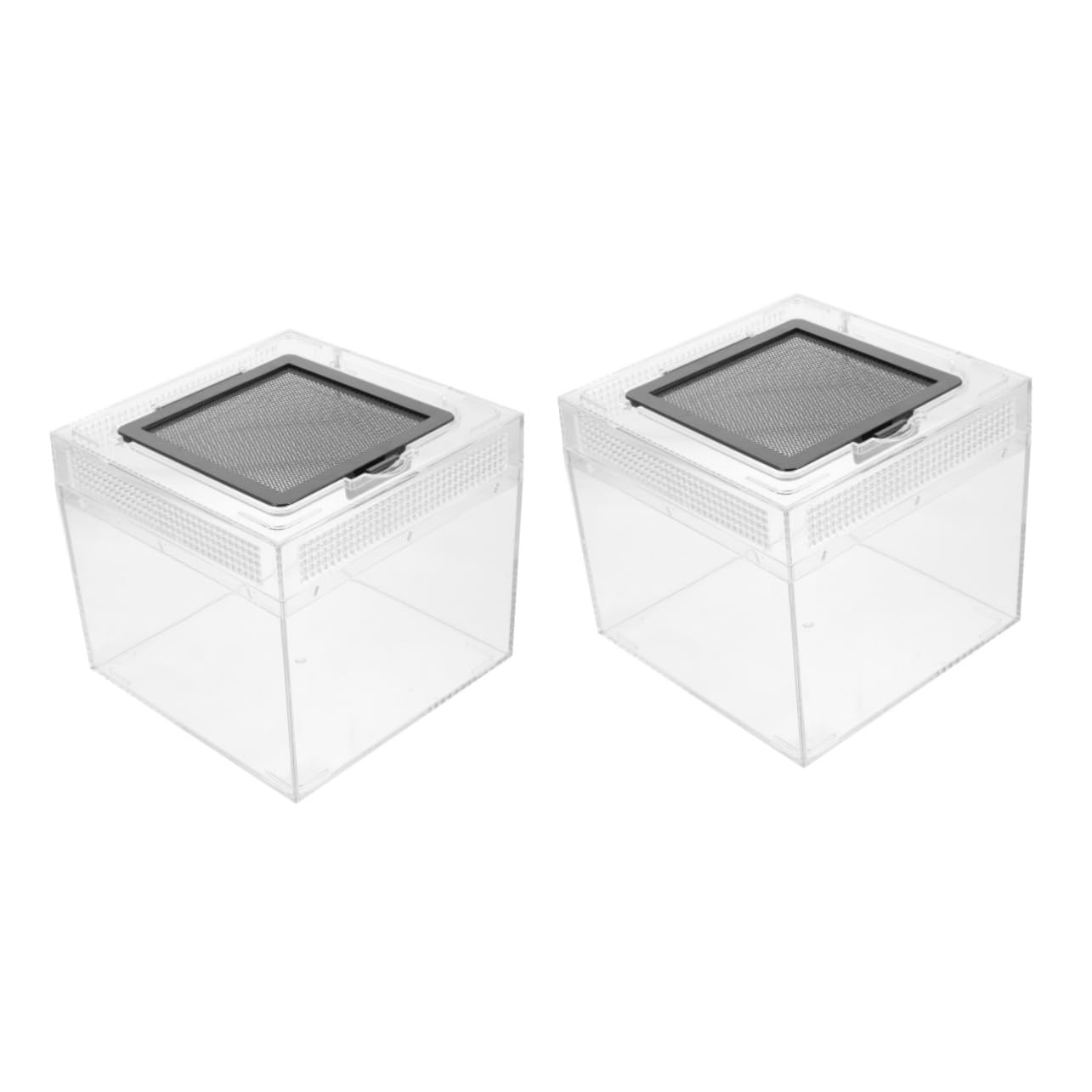 Beaupretty 2pcs Box Transparent Reptile Box Habitat Incubator Nerite Snails Feed Bin for Tarantula Springtails Reptile Tank Critter Keeper Snail Terrarium Acrylic Enclosure