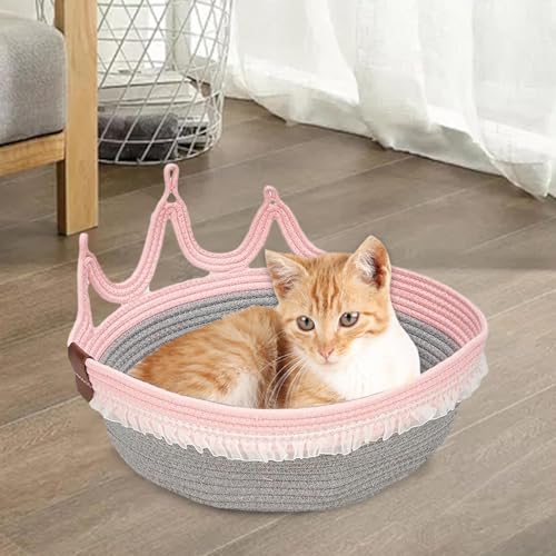 Leefasy Cama para gatos, berço redondo, universal, suprimentos para animais de estimação, almofada p