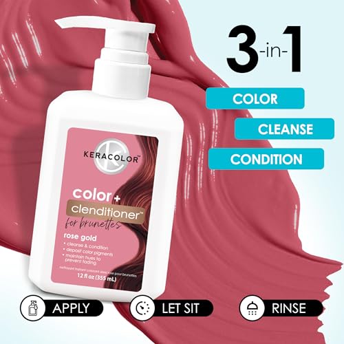 Image of Keracolor Color + Clenditioner 3-in-1 Color-Depositing Conditioner for Brunettes, Gently Cleanses & Conditions, Semi-Permanent Hair Color, 12 Fl Oz