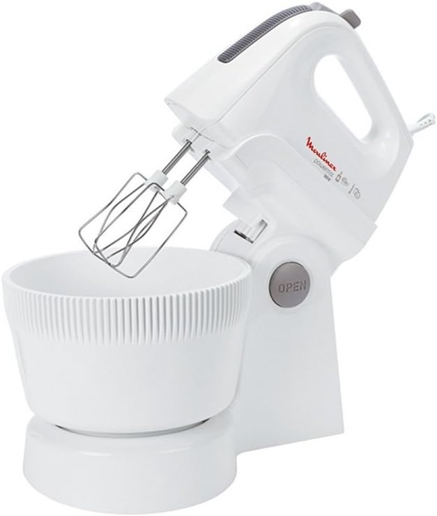 Moulinex Power Mix HM615110 – Food Mixer (500 W, 5 Speeds and Turbo, Whisks and Mixers Rods, Automatic 3.3 Litre Swivel Bowl, Contains Mixing Spatula)