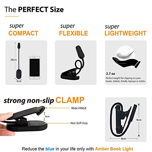 Amber Light + Giftable Amber Book Light - Blue Light Blocking - Night Reading Light Store. Rechargeable. 1600K For Reading In Bed At Night. Perfect As A Giftable Kindle Light And Led Book Light. #TOP5