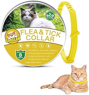 Surglam Cat Flea and Tick Collar, 8 Months Effective Protection Multi-coloured Waterproof Adjustable Cat Flea Collar Natural Safe Flea Tick Treatment for Kittens Cats Puppies