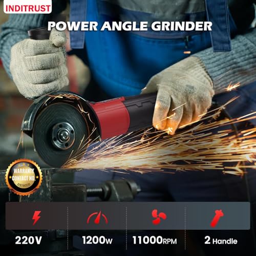 Image of Inditrust 1200W 3 MONTHS WARRANTY 100% Copper Winding Electric angle grinder machine 4inch with 1pc grinding wheel