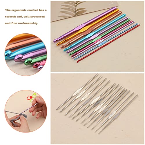 image for IMZAY 54 Pcs Crochet Hooks Set, 22 PCS Crochet Hooks, Aluminum Ergonom