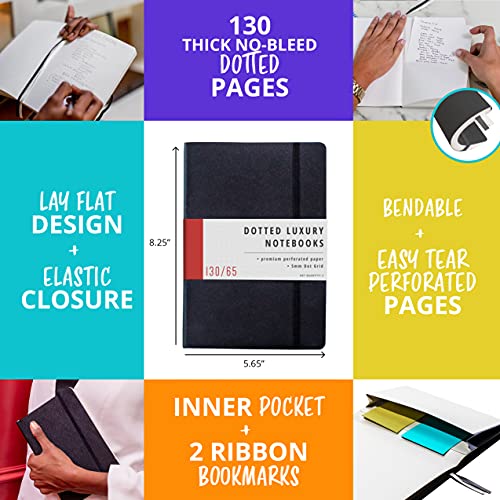 Papercode Bullet Journal Notebook - 2 Pack Luxury Soft Cover Dotted Journal - 130 Perforated Pages, Black #TOP1