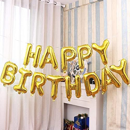 Black Happy Birthday Balloons Banner Self Inflating Foil Letter Balloons Alphabet Balloon Bunting for Birthday Decorations and Party Supplies