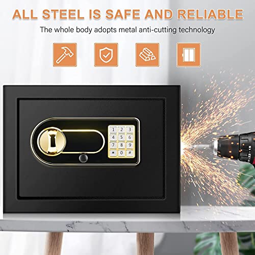 0.8 Cub Home Safe Fireproof Waterproof, Fireproof Safe With Fireproof Money Bag, Digital Keypad Key And Emergency Battery Box, Security Safe Box For Pistols Money Jewellery Documents Medicines #TOP2