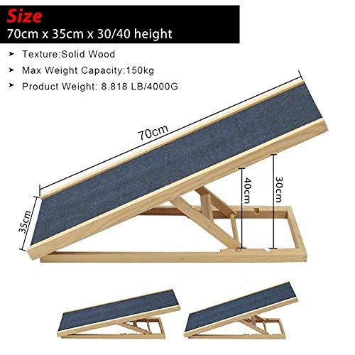 Pet Ramp Dog Ramp for Car for Large Dog, Folding Pet Ladder Solid Wooden Frame with Anti-Slip Carpet, Multipurpose Dog Ramp Ladder for Cars High Bed, Adjustable for 2 Heights(30, 40cm) - Image 3