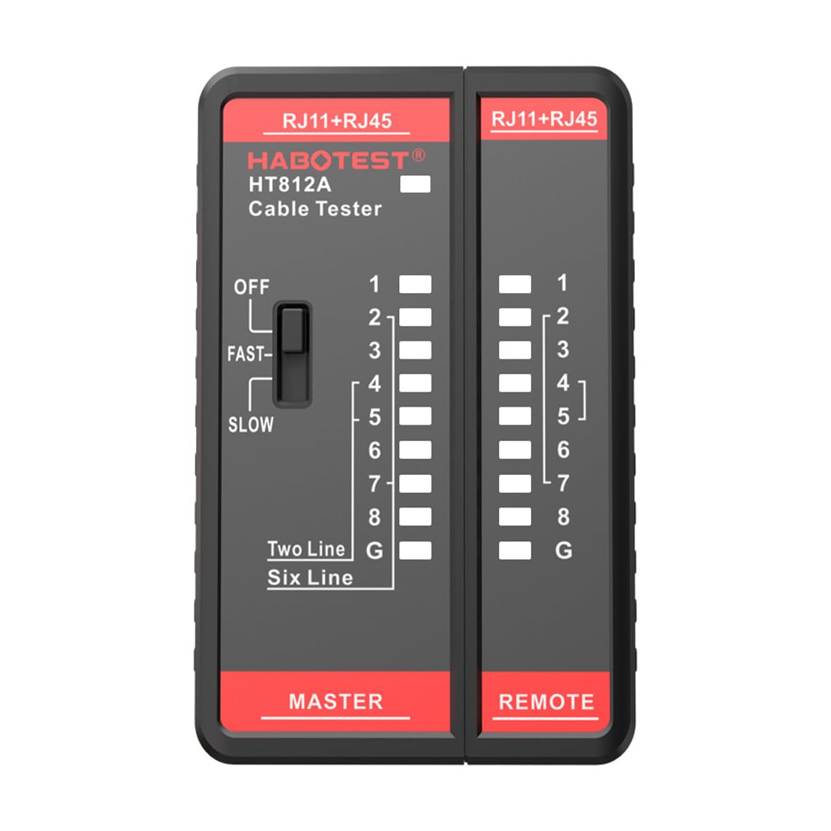 Tester per Cavi di Rete Rilevatore Passante per Cavi di Rete Telefonica con Testina di Cristallo 2 in 1 per Cavo LAN 8P/6P/4P/2P E Cavo Telefonico Rj11 E Rj45