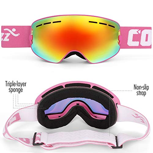 Copozz Ski Goggles Kids, Youth Snowboard Goggles For Boys Girls Toddler Age 2-12,Otg Uv400 Helmet Compatible Skiing Equipment #TOP1