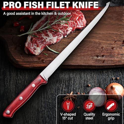 Cuchillo de Filete TAN REN de 24 CM en Acero Inoxidable de Alta Resistencia para Chef 7