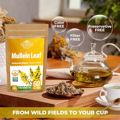 Image of 60 Bags Mullen Tea Mullein Tea Leaf (Verbascum L.) - 40 Count 1.5g Bags Mullen Leaves Mullein Loose Leaf Hoja De Gordolobo