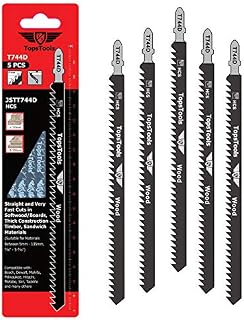 5 x TopsTools JSTT744D T744D 180mm Long Clean and Fast Cuts Wood Cutting Jigsaw Blades Compatible with Bosch, Dewalt, Makita, Milwaukee and many more