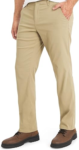 Pantalones casual Weatherproof Vintage para hombre - Ajuste regular, ultra elásticos, parte delantera plana, chinos Pantalones ligeros para trabajo