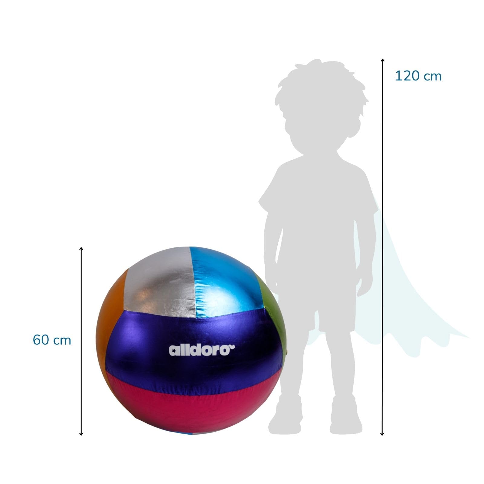 alldoro 60299 XXL metaliczna piłka dla dzieci, poliester/PCW, piłka do zabawy dla dzieci od 3 lat, błyszcząca, 60 cm