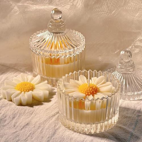 CANDLE CABINETS Daisy Flower Scented Candle in Glass Jar | Decora...