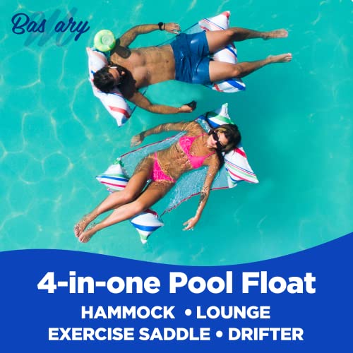 Basmary Pool Hammock Floats - Cloth Water Hammock For Adults - Multi-Purpose Beach Floats, 2Pack Swimming Hammock, Pool Toys For Adults & Pool Floaties - Inflatable Cup Holders And Travel Bag Included #TOP3