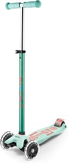 Micro Scooters | Maxi Micro LED Deluxe Children's Scooter | Big Wheels | Handlebar Adjustable | Boys & Girls | 5-12yrs | Mint