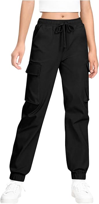 wodceeke Kids Jogger Pants Casual Active Elastic Waist Tapered Leg Pocket Pants for Boys Girls 4-15 Years