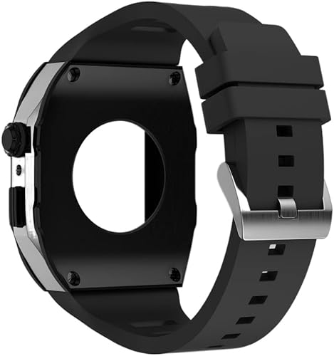 Miniatura 4 de OPKDE Caja de acero inoxidable de 1.732 in+correa de silicona para Apple Watch 8 7 Band 45 MM Kit de modificación para IWatch Series 6 5 4 SE caja