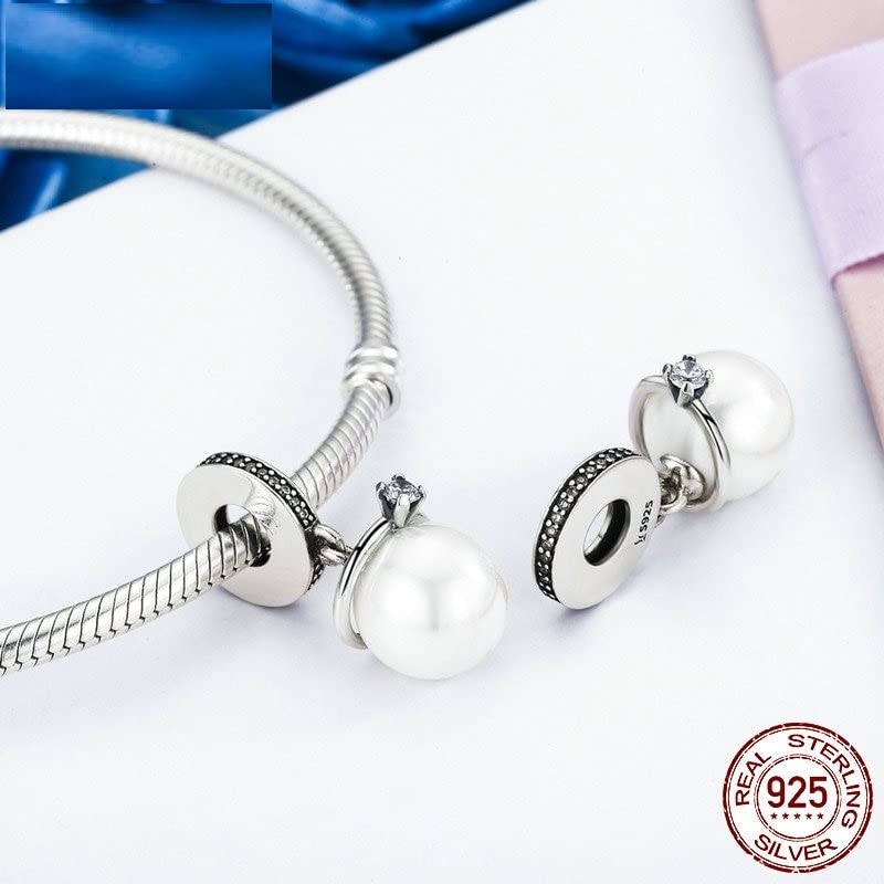 Colgante plata ley 925 con perla y corona para pulseras S925 2