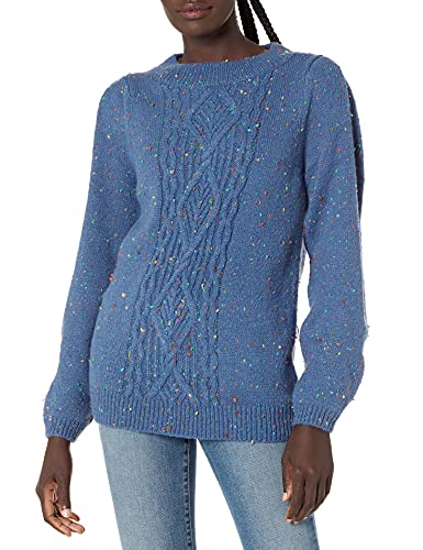 Image of Cable Stitch Women's Donegal Dots Cable Knit Sweater - Crewneck Long Sleeve Melange Pullover Top