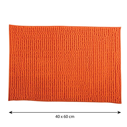 MSV Chenille Bath Mat, Orange, 40 x 60 cm