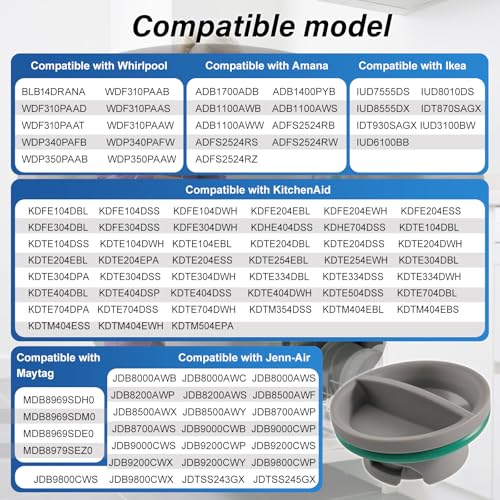 Image of Upgraded WPW10524919 Dishwasher Rinse Aid Cap Replacement Compatible with Whirlpool Amana Ikea WDP350PAAW5 KDTE104DSS0. W10524919 Dispenser Cap Replace W10524923 Dishwasher Rinse Aid Dispenser Cap