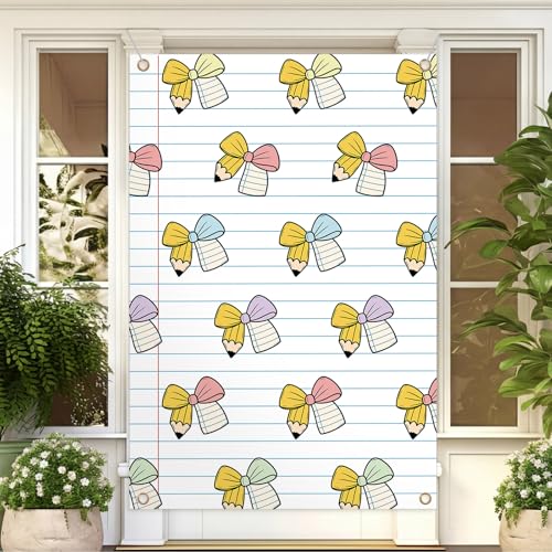 Decoración de regreso a clases para el aula con telón de fondo de cuaderno escolar grande