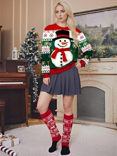 Gtetkde Unisex Ugly Christmas Sweatshirts 3D Printed Funny Graphic Long Sleeve T-Shirt Crewneck Sweatshirts (Snowman,Stripe) M 2 Gtetkde Unisex Ugly Christmas Sweatshirts 3D Printed Funny Graphic Long Sleeve T-Shirt Crewneck Sweatshirts (Snowman