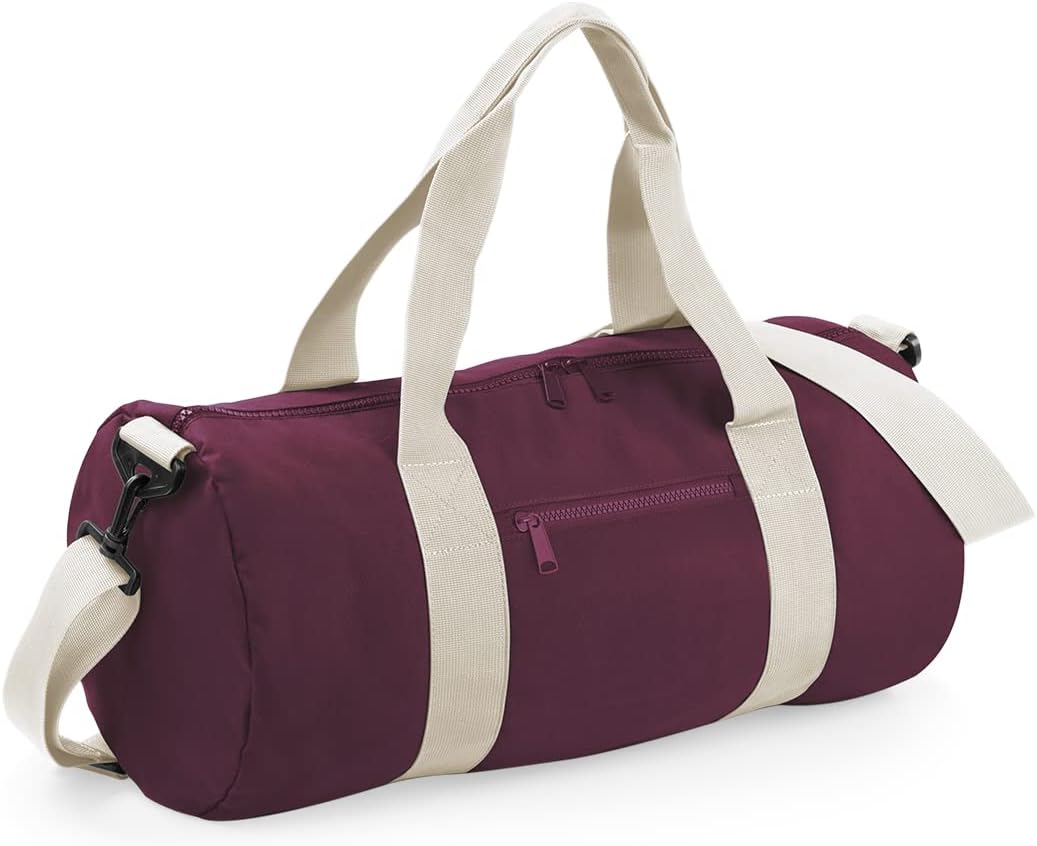 BagBase Original Barrel Holdall BG140 - Unisex Gym Travel Sports Duffle Bag - Burgundy/Off White