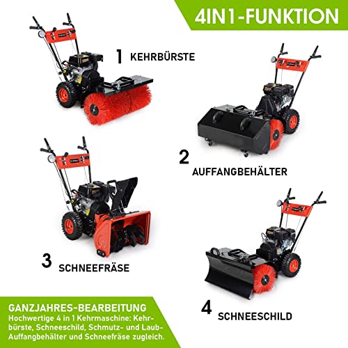 Foto von BRAST® Benzin Kehrmaschine | Schneefräse Schneeschieber | 4,8kW(6,5PS) | viele Modelle | 80-100cm Arbeitsbreite | Elektrostart | Schnellwechsel-System | 4in1 Gerät